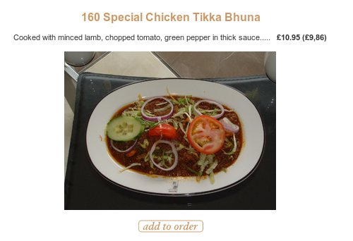 Special Chicken Tikka Bhuna A very special \"chicken\" indeed